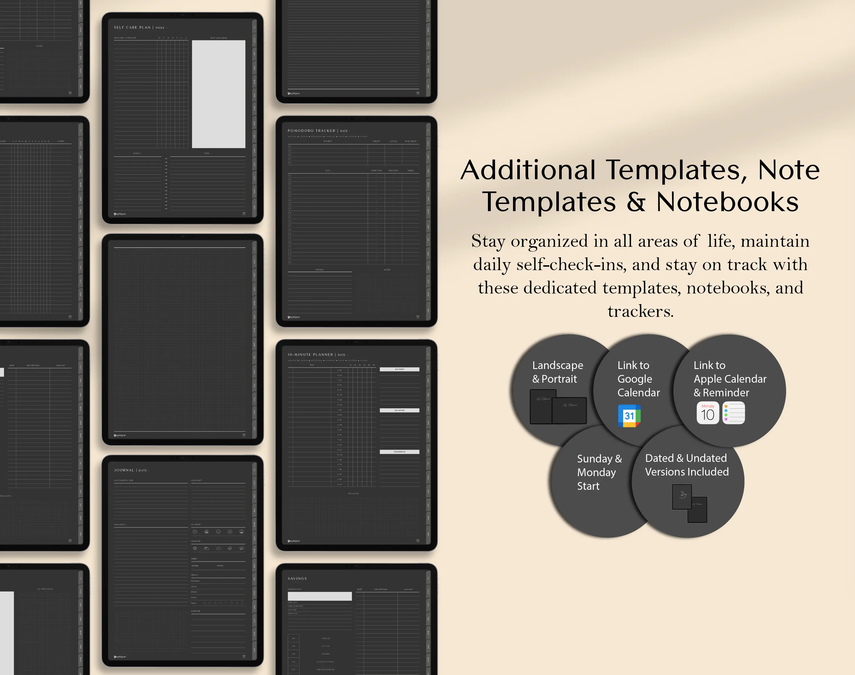 All Templates_Digital_Planner_Dark_Bundle_Dayaligner.com