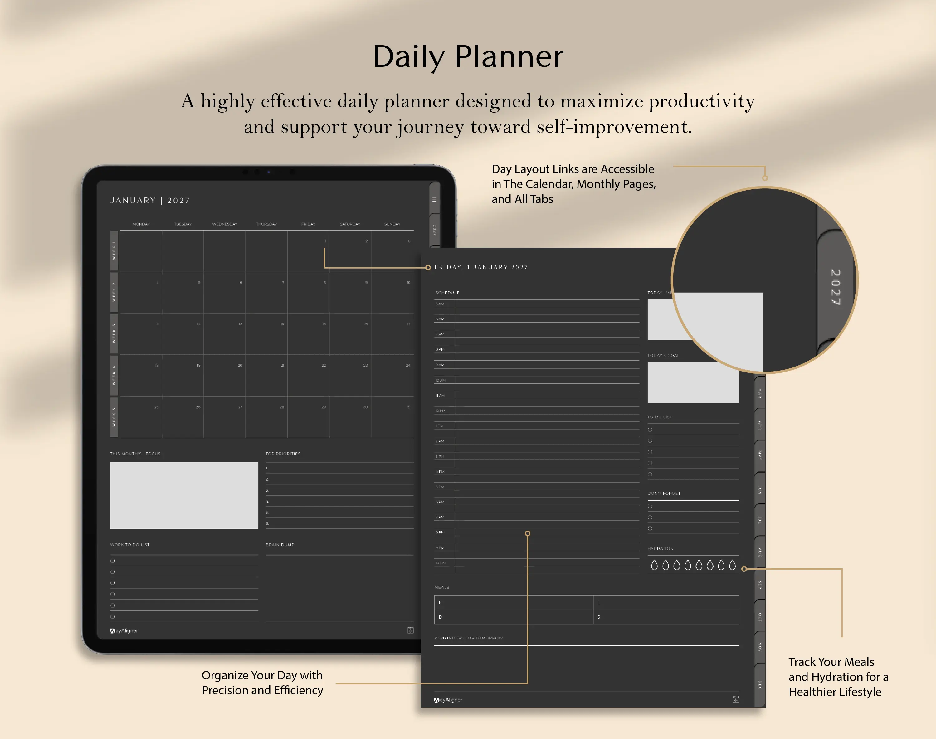 Day Layout_Digital_Planner_Dark_Bundle_Dayaligner.com