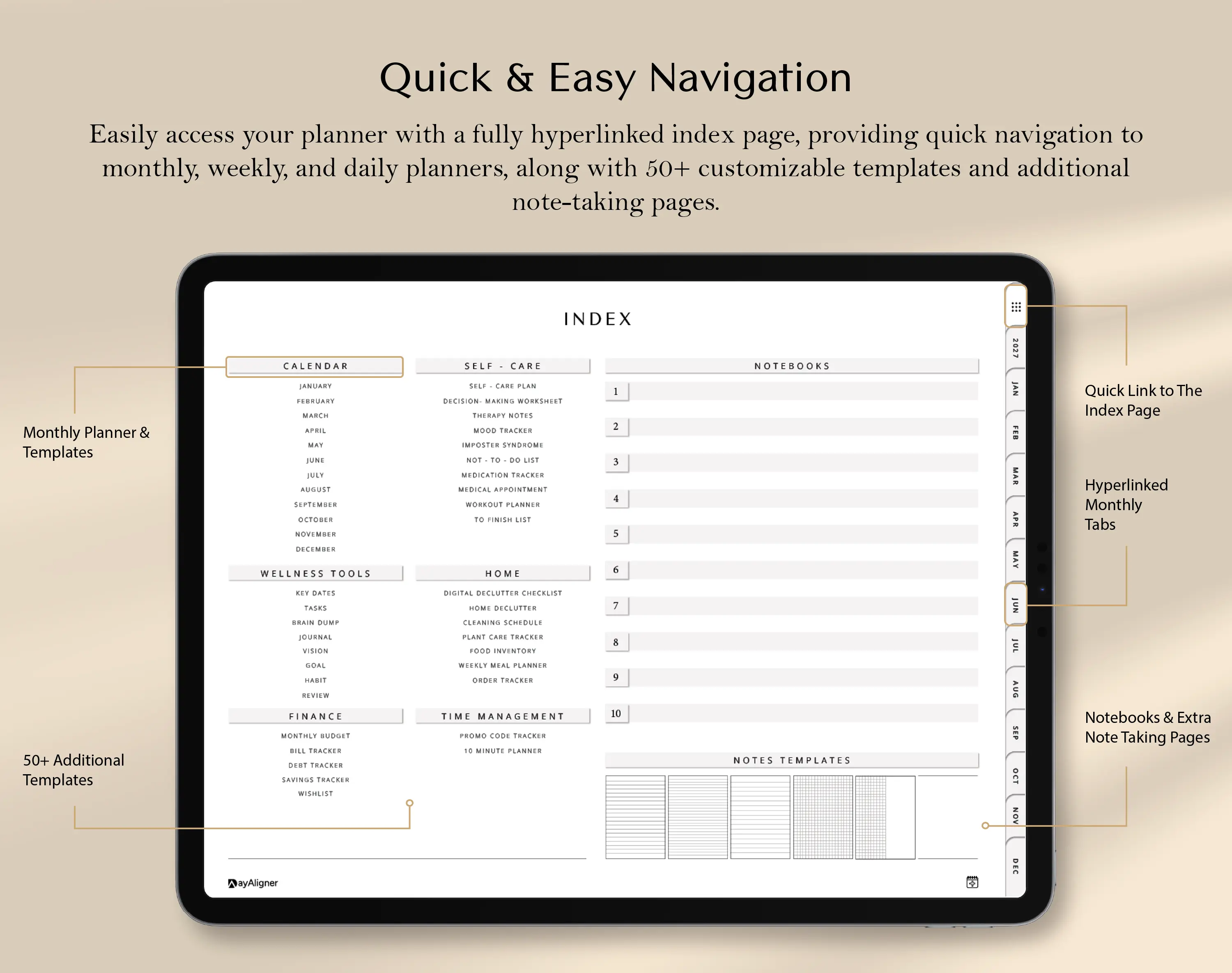 Index Page_Digital_Planner_Light_Bundle_Dayaligner.com