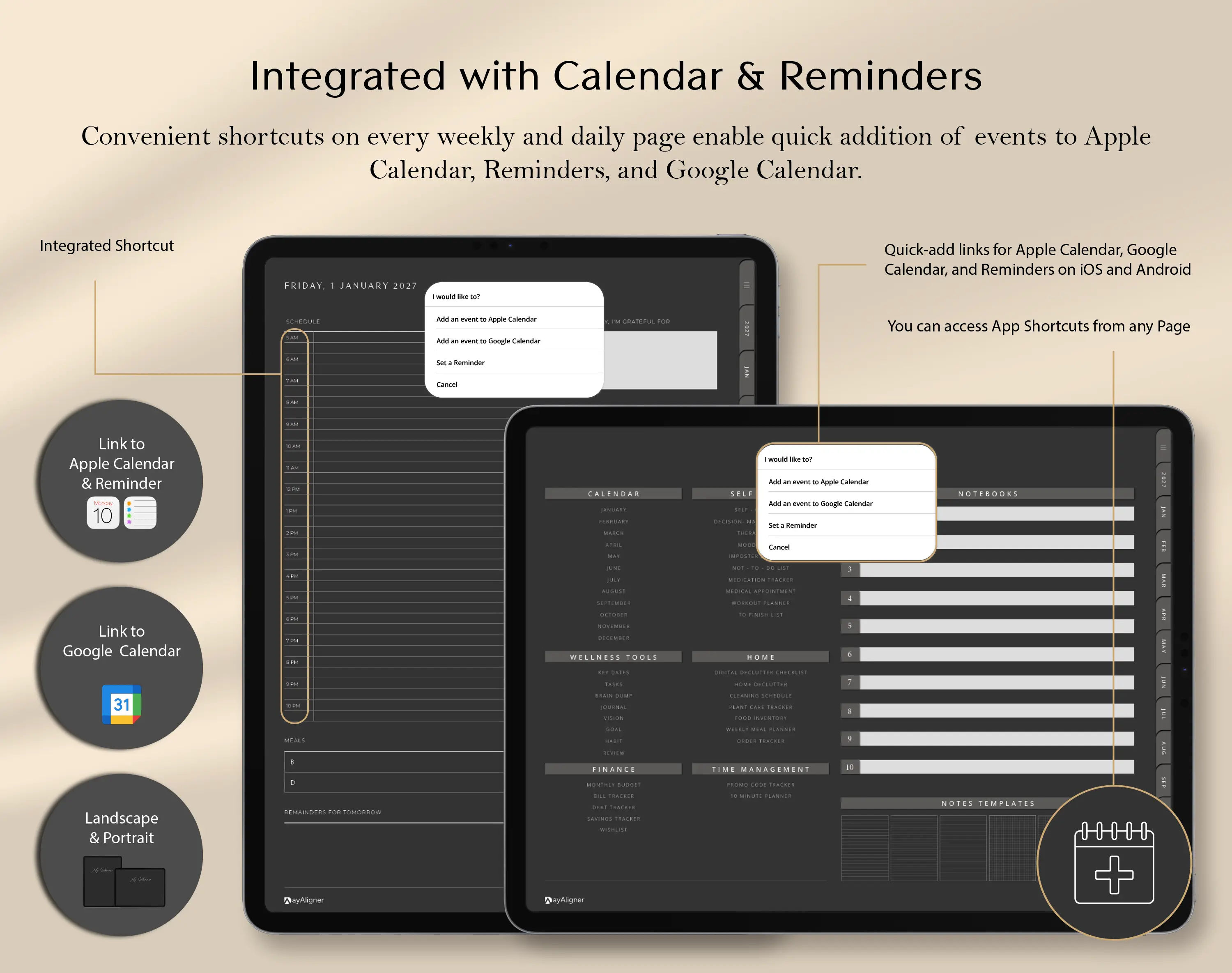 Inegrated With Apps_Digital_Planner_Dark_Bundle_Dayaligner.com