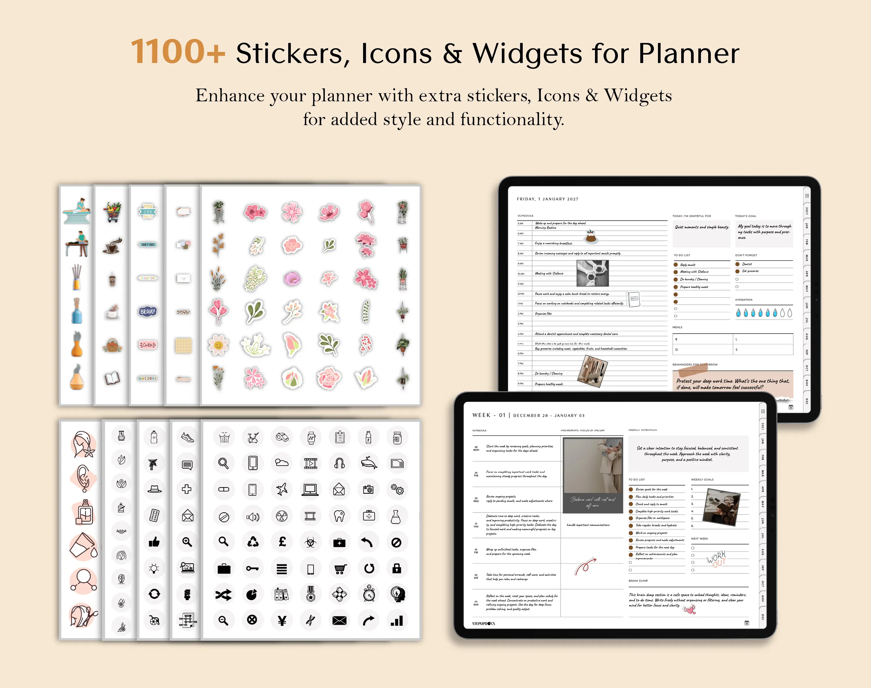Stickers Page light_Digital_Planner_Light_Bundle_Dayaligner.com